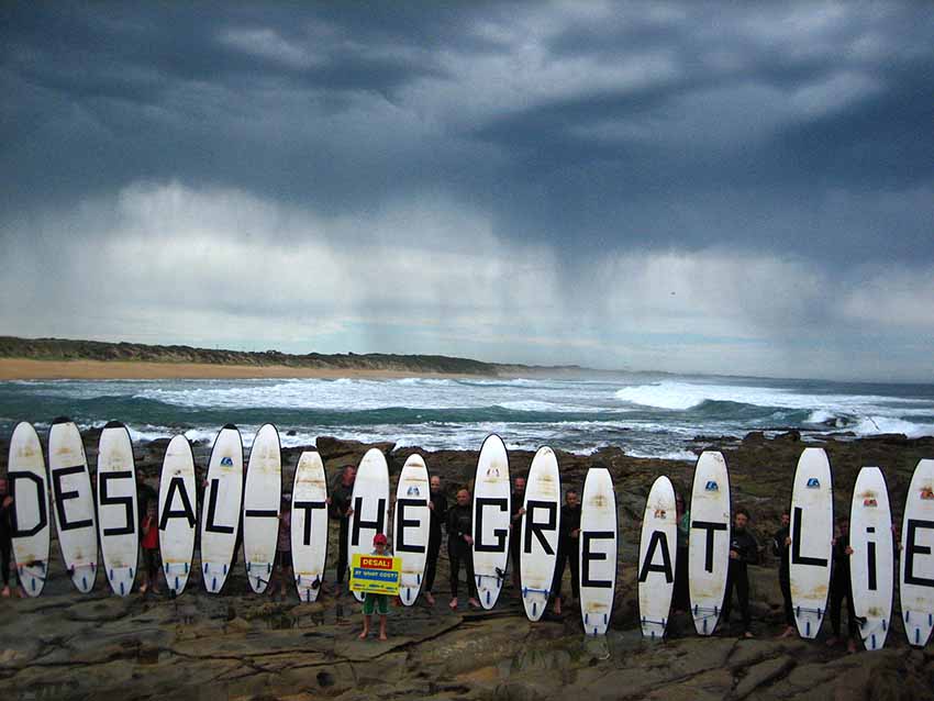 Anti-desalination protest, Kilcunda, November 18, 2017  Ten years ago today, Bass Coast surfers staged a protest against the proposed desalination plant. And that’s when Peter Garrett lost John Gemmell. 
